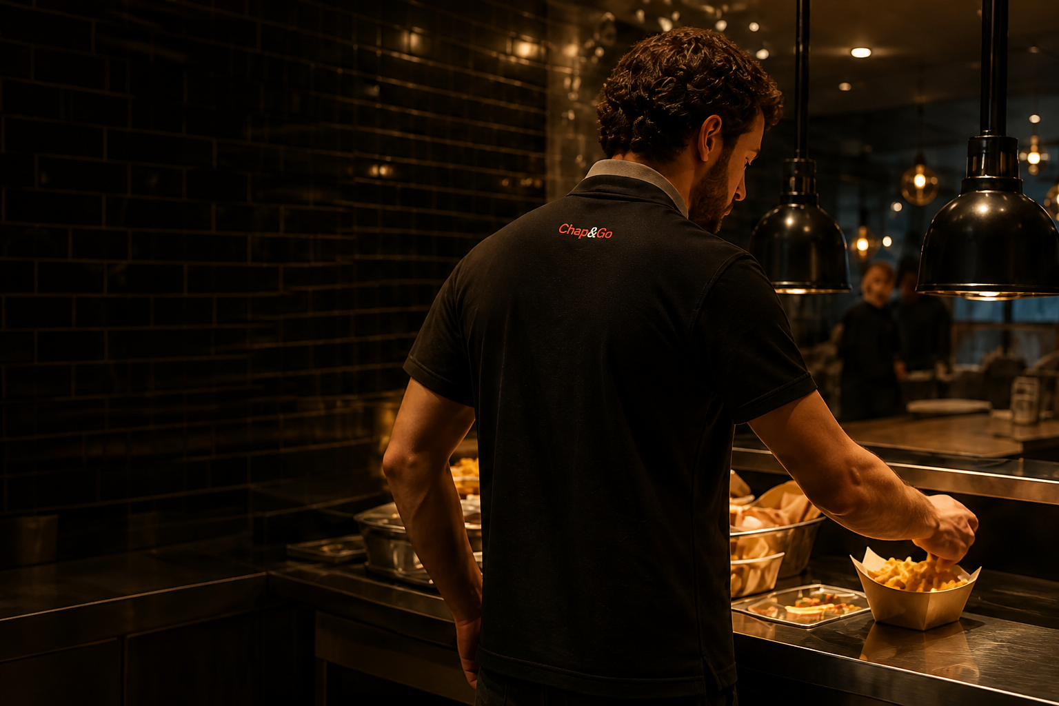Restaurantmedewerker die een bestelling klaarmaakt